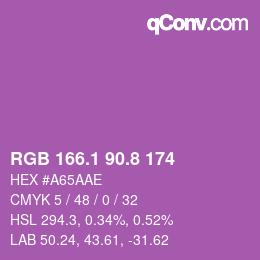 カラーコード: RGB 166.1 90.8 174 | qconv.com