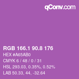カラーコード: RGB 166.1 90.8 176 | qconv.com