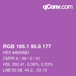 カラーコード: RGB 166.1 90.8 177 | qconv.com