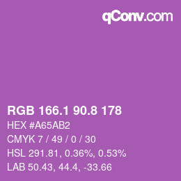 カラーコード: RGB 166.1 90.8 178 | qconv.com