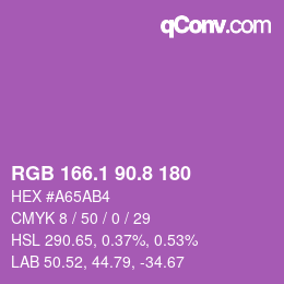 カラーコード: RGB 166.1 90.8 180 | qconv.com