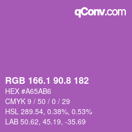 カラーコード: RGB 166.1 90.8 182 | qconv.com