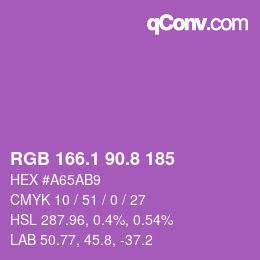 カラーコード: RGB 166.1 90.8 185 | qconv.com
