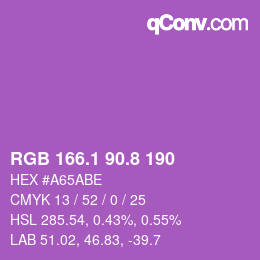 カラーコード: RGB 166.1 90.8 190 | qconv.com