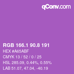 カラーコード: RGB 166.1 90.8 191 | qconv.com