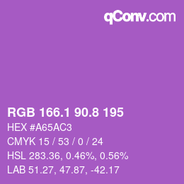 カラーコード: RGB 166.1 90.8 195 | qconv.com