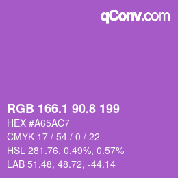 カラーコード: RGB 166.1 90.8 199 | qconv.com