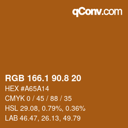 Color code: RGB 166.1 90.8 20 | qconv.com