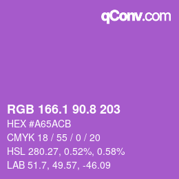 カラーコード: RGB 166.1 90.8 203 | qconv.com