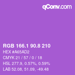 カラーコード: RGB 166.1 90.8 210 | qconv.com