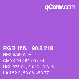 カラーコード: RGB 166.1 90.8 219 | qconv.com