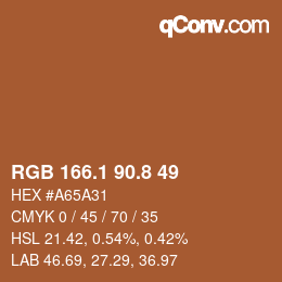 カラーコード: RGB 166.1 90.8 49 | qconv.com