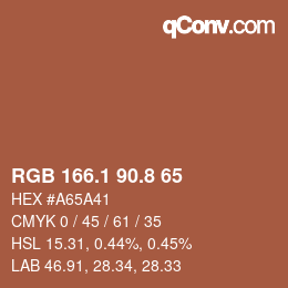 Color code: RGB 166.1 90.8 65 | qconv.com