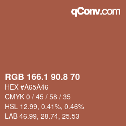 Color code: RGB 166.1 90.8 70 | qconv.com