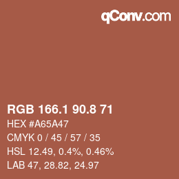 Color code: RGB 166.1 90.8 71 | qconv.com