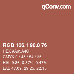 Farbcode: RGB 166.1 90.8 76 | qconv.com
