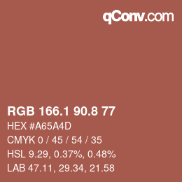 Farbcode: RGB 166.1 90.8 77 | qconv.com