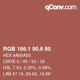 Color code: RGB 166.1 90.8 80 | qconv.com