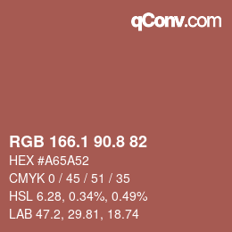 カラーコード: RGB 166.1 90.8 82 | qconv.com