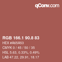 カラーコード: RGB 166.1 90.8 83 | qconv.com