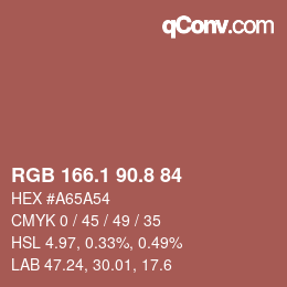 カラーコード: RGB 166.1 90.8 84 | qconv.com
