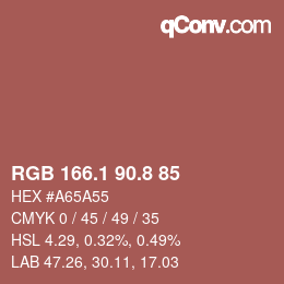 Farbcode: RGB 166.1 90.8 85 | qconv.com