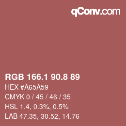 カラーコード: RGB 166.1 90.8 89 | qconv.com