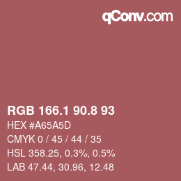 カラーコード: RGB 166.1 90.8 93 | qconv.com