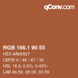カラーコード: RGB 166.1 90 55 | qconv.com