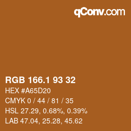 カラーコード: RGB 166.1 93 32 | qconv.com