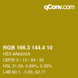 カラーコード: RGB 166.3 144.4 10 | qconv.com