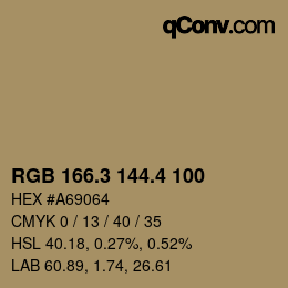 カラーコード: RGB 166.3 144.4 100 | qconv.com