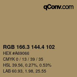 カラーコード: RGB 166.3 144.4 102 | qconv.com