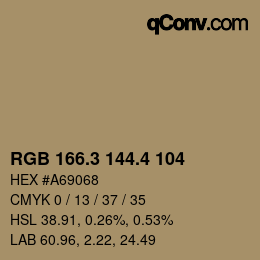 カラーコード: RGB 166.3 144.4 104 | qconv.com