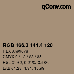カラーコード: RGB 166.3 144.4 120 | qconv.com