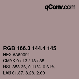 カラーコード: RGB 166.3 144.4 145 | qconv.com