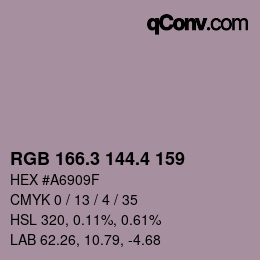カラーコード: RGB 166.3 144.4 159 | qconv.com