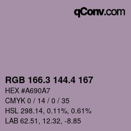 カラーコード: RGB 166.3 144.4 167 | qconv.com