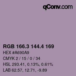カラーコード: RGB 166.3 144.4 169 | qconv.com