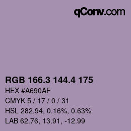 カラーコード: RGB 166.3 144.4 175 | qconv.com