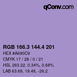 カラーコード: RGB 166.3 144.4 201 | qconv.com