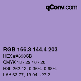 カラーコード: RGB 166.3 144.4 203 | qconv.com
