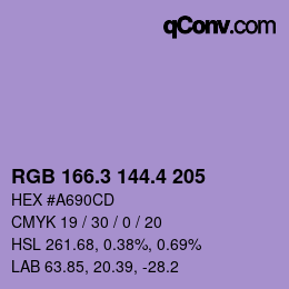 カラーコード: RGB 166.3 144.4 205 | qconv.com
