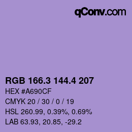 カラーコード: RGB 166.3 144.4 207 | qconv.com