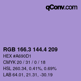 カラーコード: RGB 166.3 144.4 209 | qconv.com