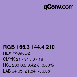 カラーコード: RGB 166.3 144.4 210 | qconv.com