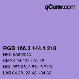 カラーコード: RGB 166.3 144.4 218 | qconv.com