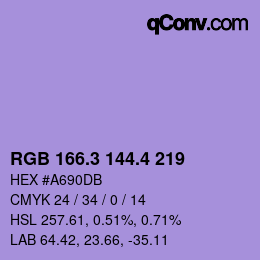 カラーコード: RGB 166.3 144.4 219 | qconv.com