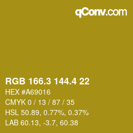 カラーコード: RGB 166.3 144.4 22 | qconv.com