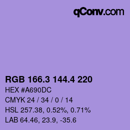 カラーコード: RGB 166.3 144.4 220 | qconv.com